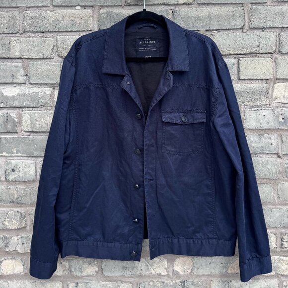 Men's All Saints Abson Overshirt Jacket in Black, Size L - Picture 6 of 14